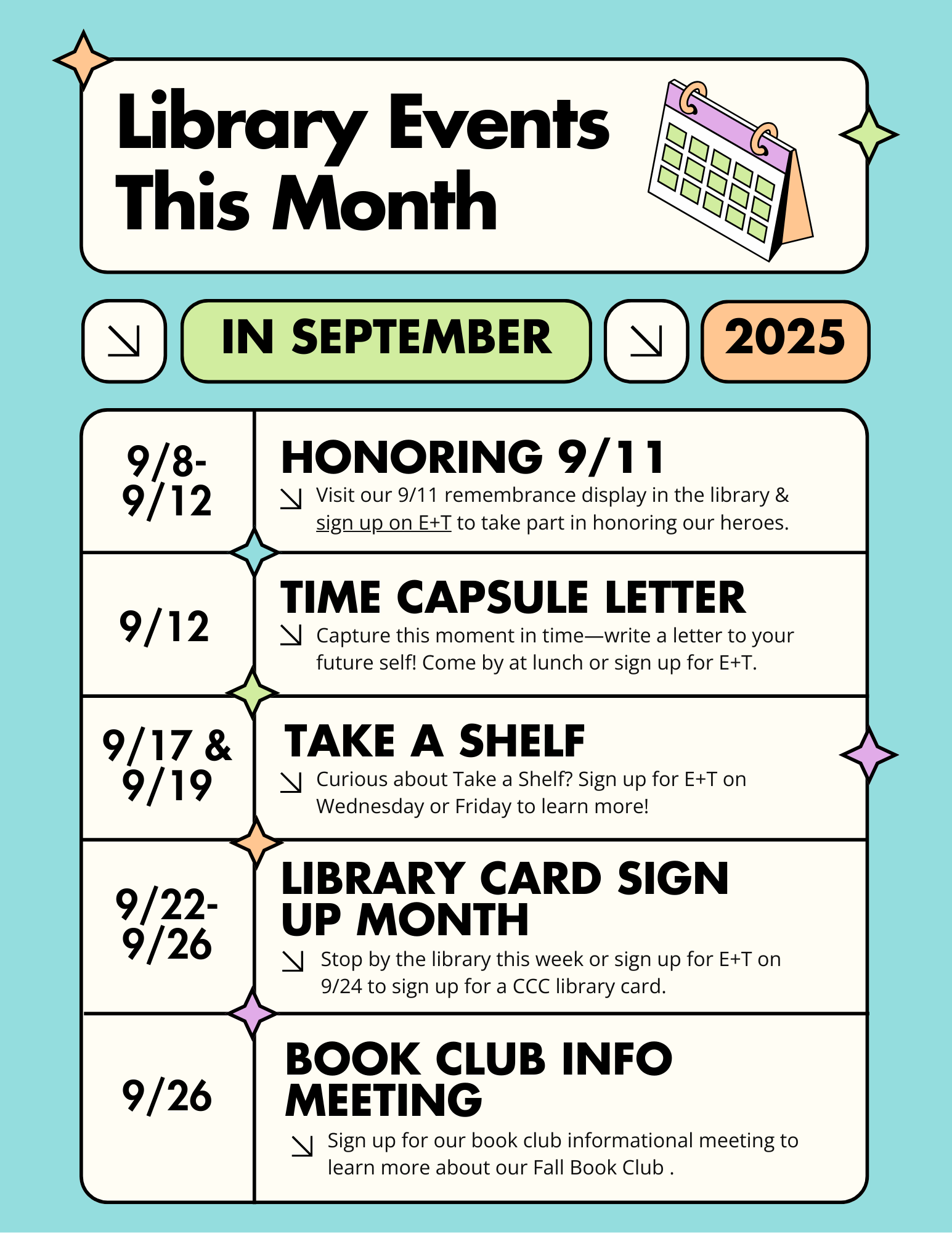 Library Monthly Events