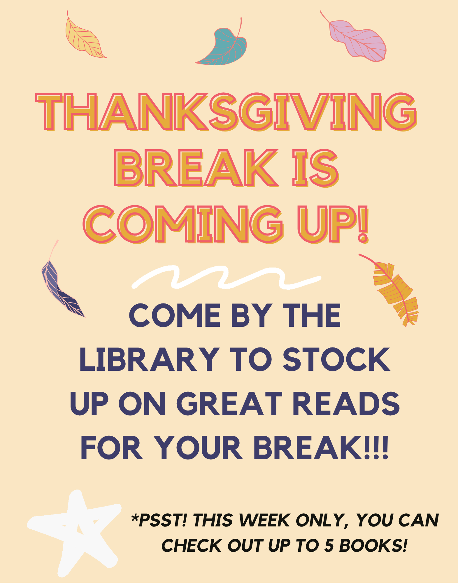 5 BOOKS FOR THANKSGIVING BREAK!